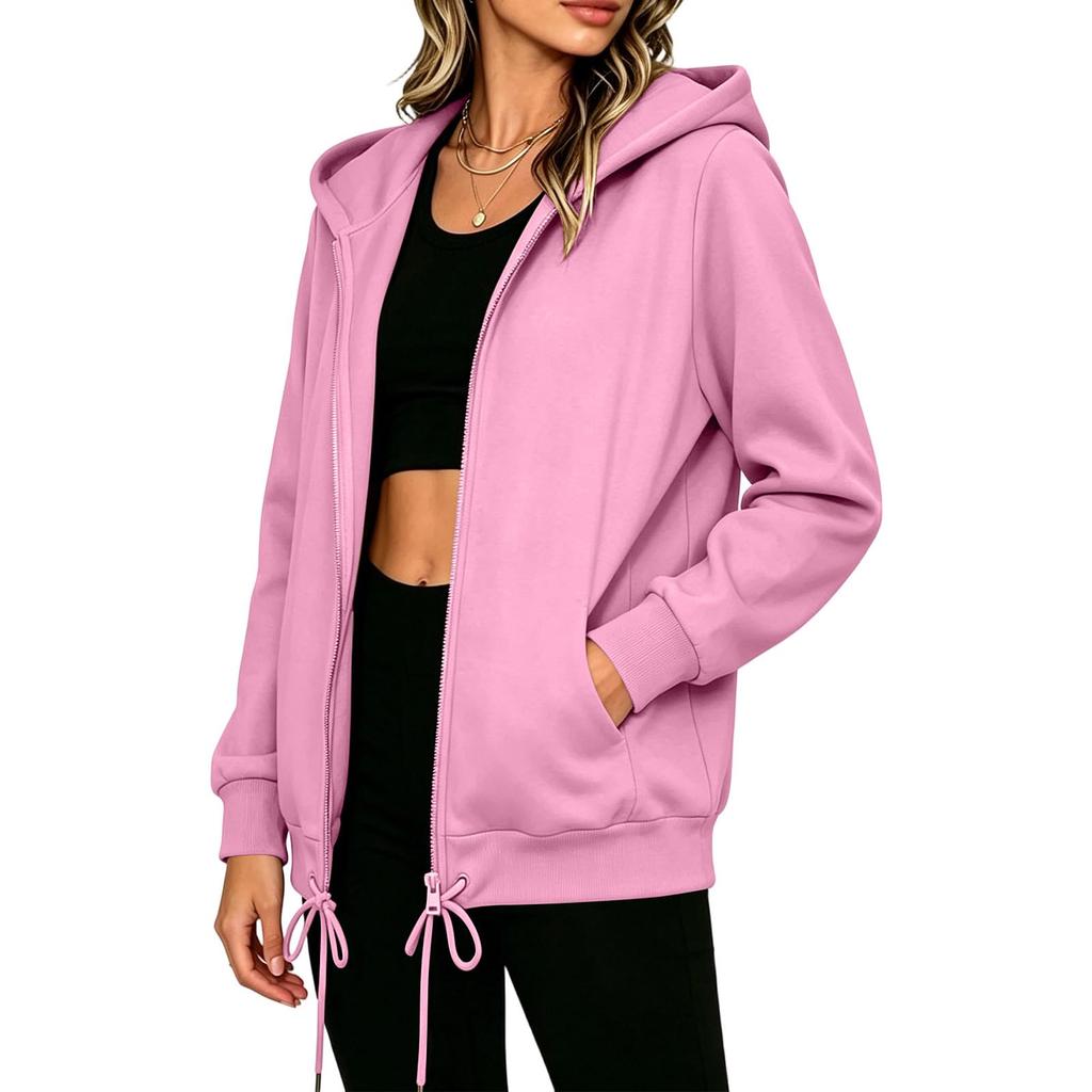 Women's Long Sleeve Zip Up Hoodie with Pockets Casual Sweatshirt