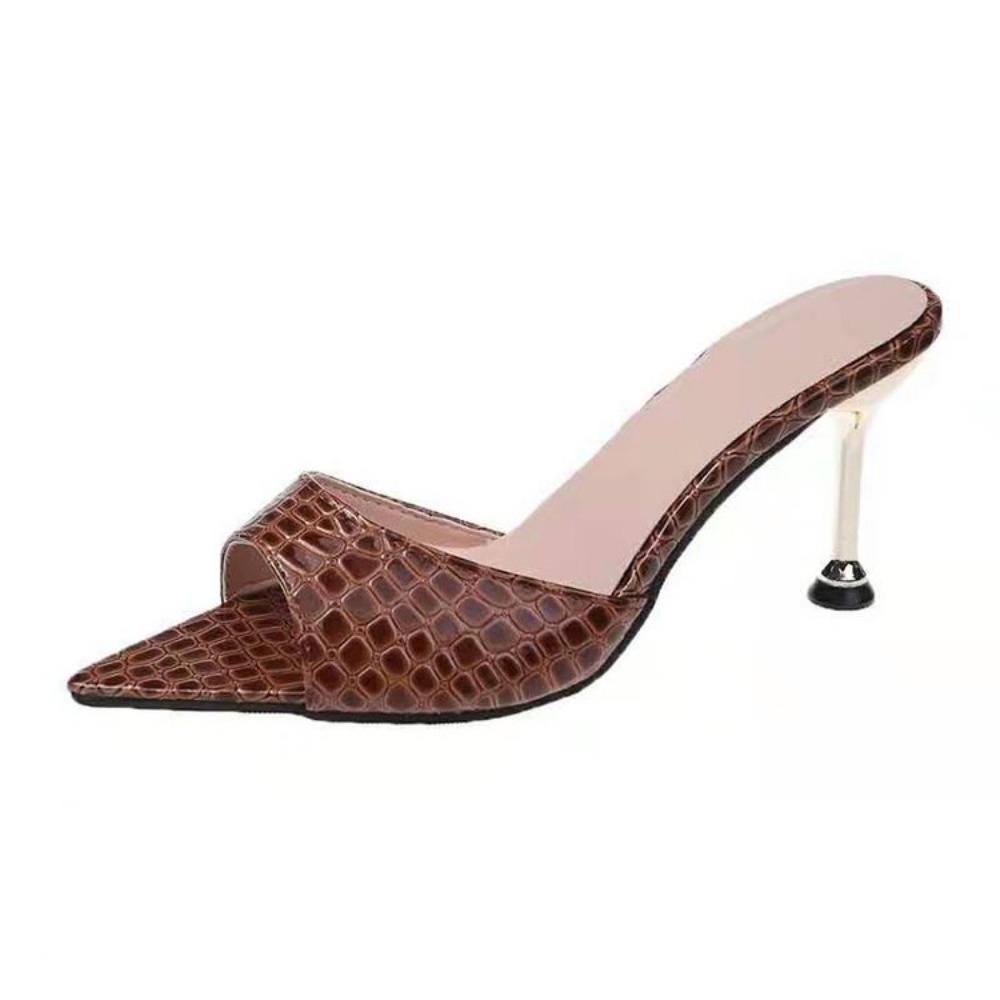 Glamouröse Krokodil-Mode-Forward-Partys Textur High Heel Sandalen - Schicke Slip-On Stilettos mit Spitzem Peep Toe für Bankette