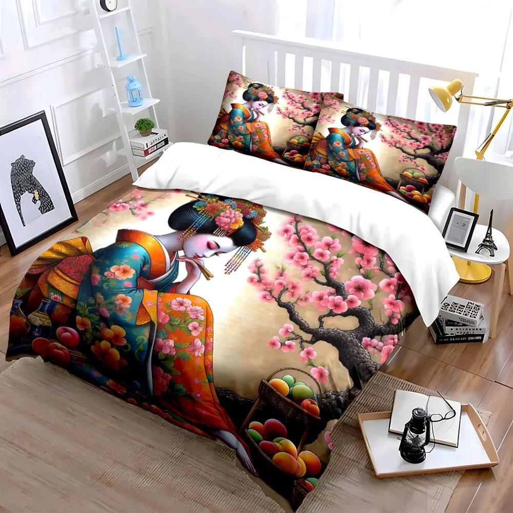 "Japanese Decor Set Cherry Blossoms" Soft Comfortable Duvet Cover Bedding Set Included 1*Duvet Cover & 2*Pillowcases gift