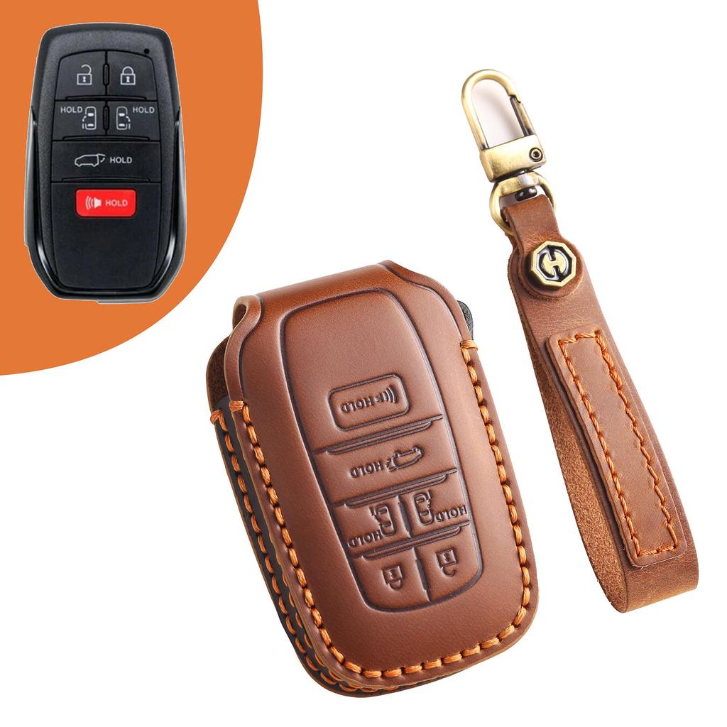 Leather Key Cover for Toyota Sienna, Tundra, Vellfire, and Alphard with Buckle