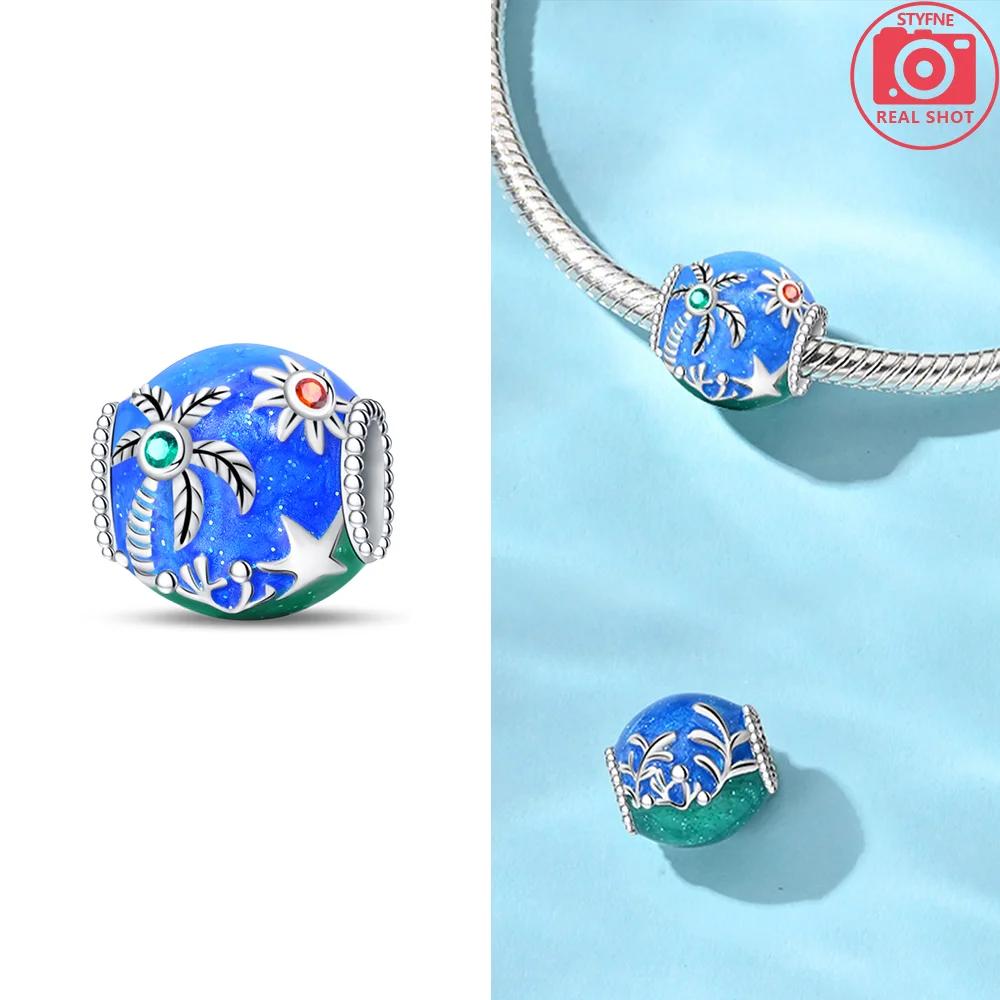 Exquisite Charms Copper Original Yellow Sunflowers Coconut Trees Roses Beads Fit Bracelet Women Jewelry Necklace Diy Gifts