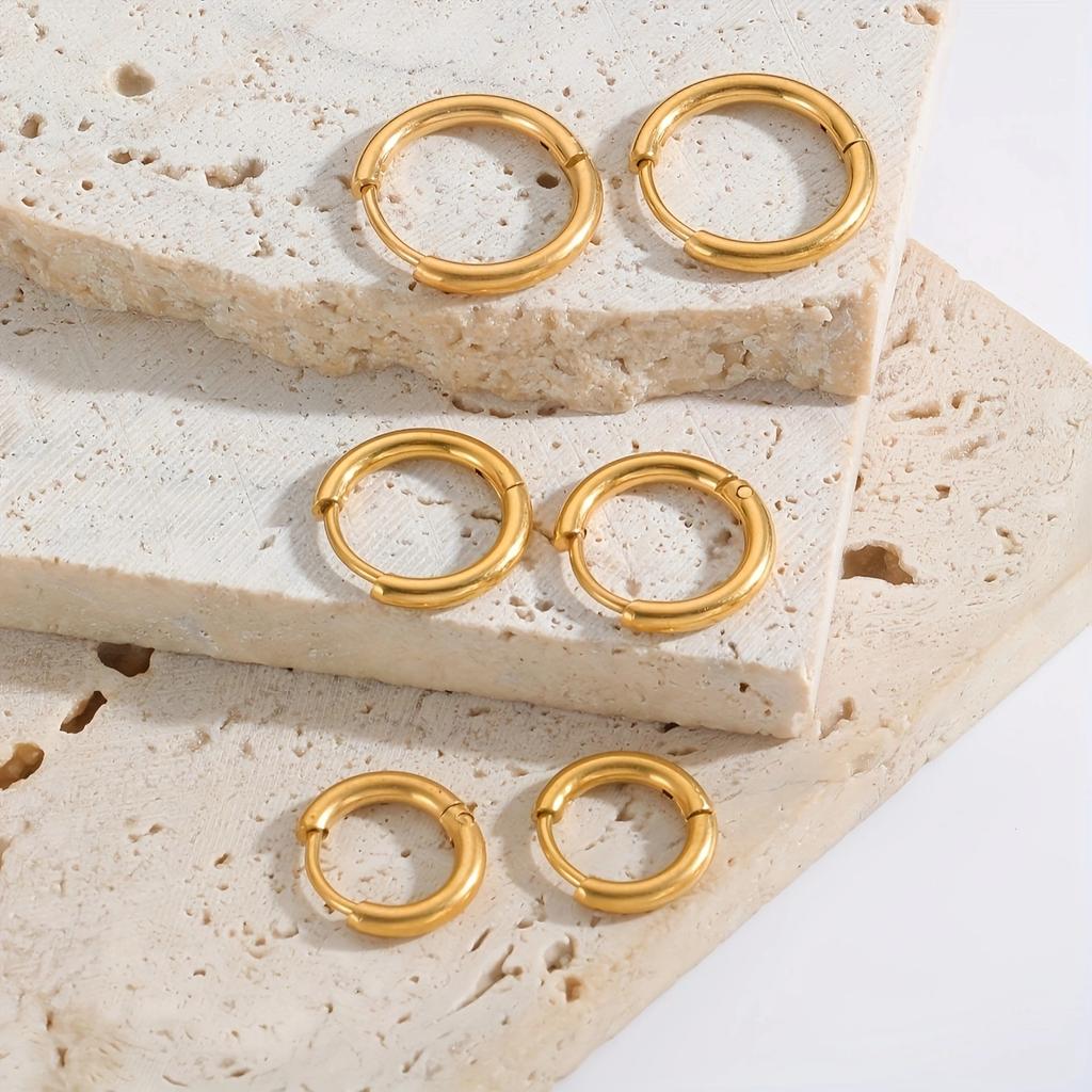 6 Paires Boucles d'Oreilles Huggie Vintage en Acier Inoxydable 316 Pour Femmes Hommes Piercing Cartilage Hélix Bijoux
