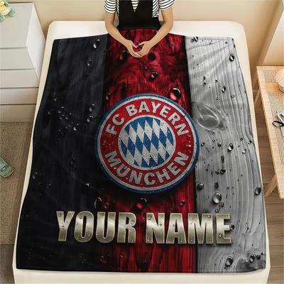 Custom Name FC Bayern Munich Flannel Blanket, High Quality Comfortable for All Seasons, Home Decor, Warmth and Comfort