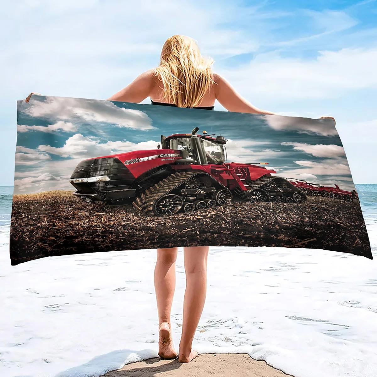 Mikrofaser Traktor Strandtuch, Sandfreie Landwirtschaftliche Fahrzeug Strandtücher Übergröße, Schnelltrocknende Weiche Badetücher für Sport H30xW50cm