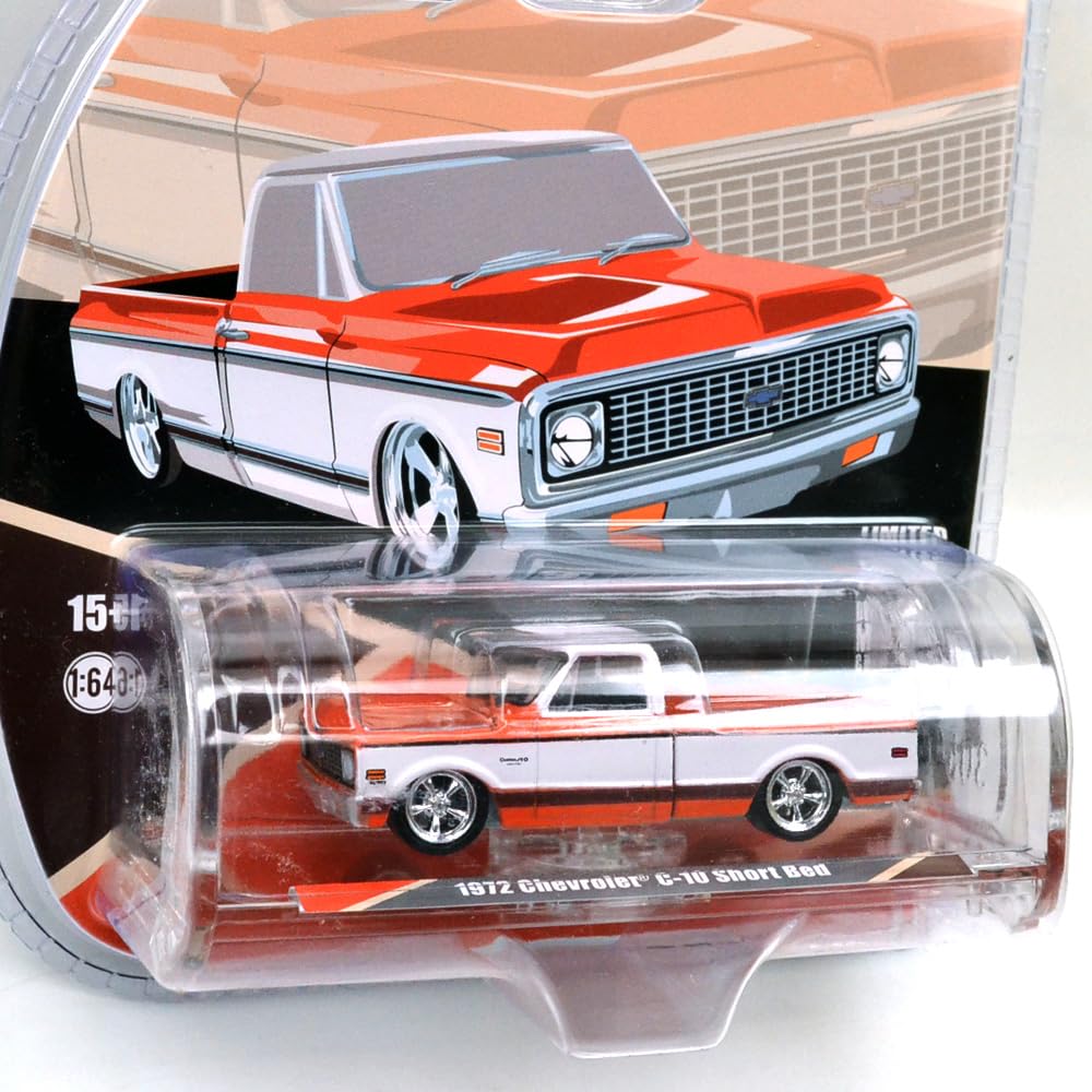 GREENLIGHT 1/64 1972 Chevrolet C-10 Short Bed Custom (Orange/White)