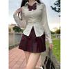 Slimming White Hot Girl Shirt & Plaid School Skirt Set: Genuine Student Style with Pure, Desired Aesthetics