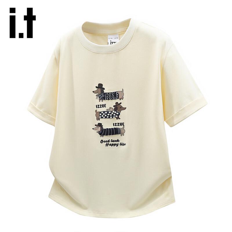 Izzue IT Puppy Cartoon Print Short Sleeve T-Shirt M светло-желтого