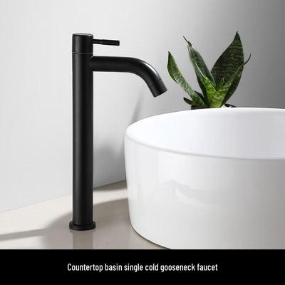 TLXT Black Single Cold Tall Basin Faucet