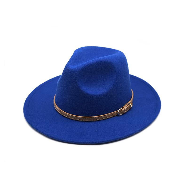 Autumn And Winter British Style Men And Women Woolen Soft Felt Hat Big Eave Hat Classic Khaki Belt Woolen Top Hat
