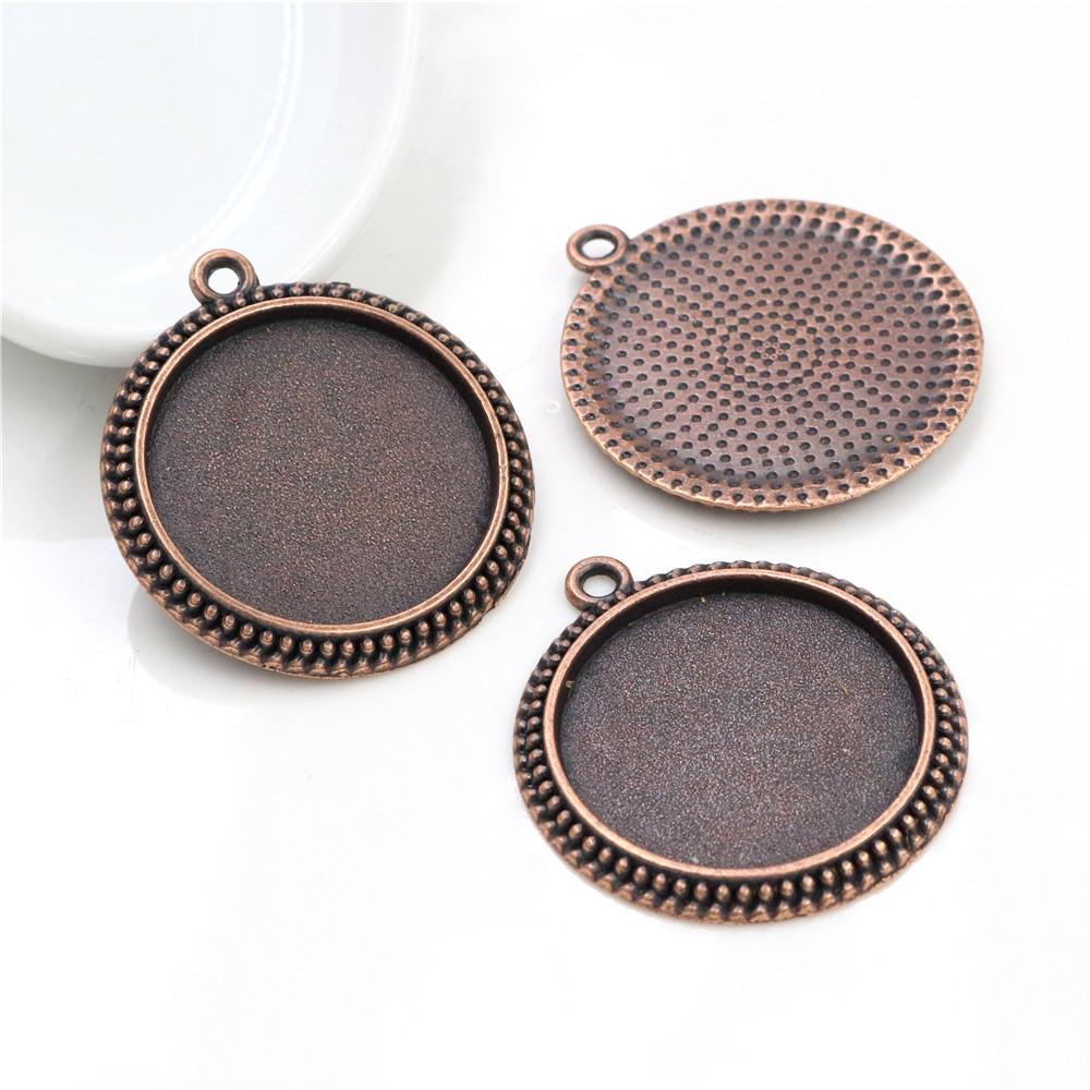5pcs 25mm Inner Size Pendant Cabochons Blank Base Setting Bezel Tray Alloy DIY Jewelry Making Accessories for Necklace Keychains