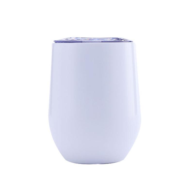 Custom 12oz Stainless Steel Double Layer Eggshell Insulated Vacuum Thermos Coffee Cup Outdoor Mini Egg Shaped Cup Mug with Lid