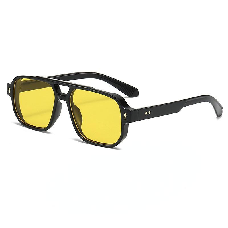 New European and American Retro Double-Beam Men's Square Sunglasses - Fashionable for Driving and Business