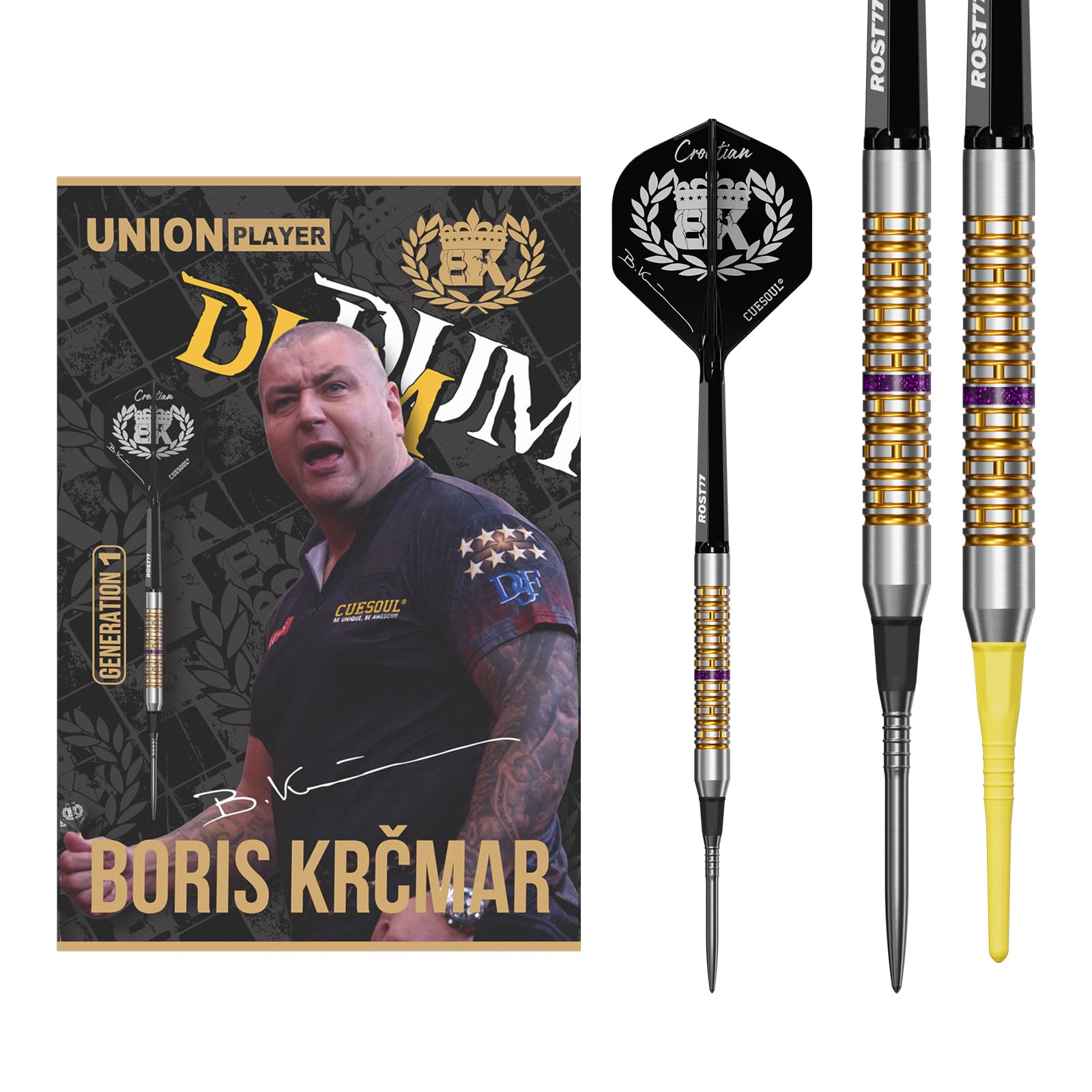

CUESOUL Boris 1st Gen 95% Tungsten Darts Set OTO Small Thread Tip Barrel Weight 15.5g (CSDP-BS117-M155)
