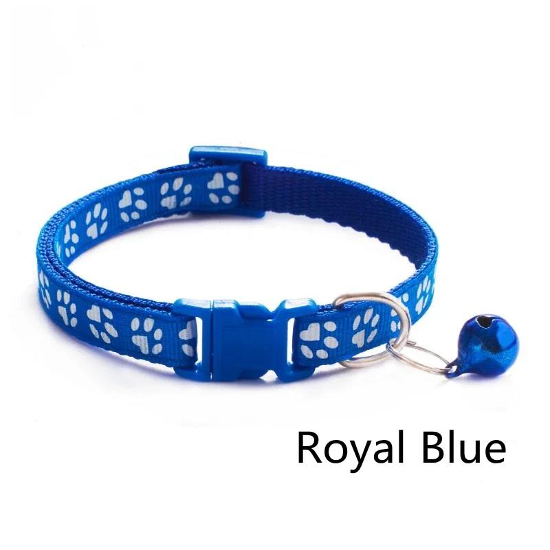5pcs Adjustable Pet Collar With Bell Cartoon Footprint Colorful Puppy Cat Accessories Kitten Collar Safety Bell Ring Necklace