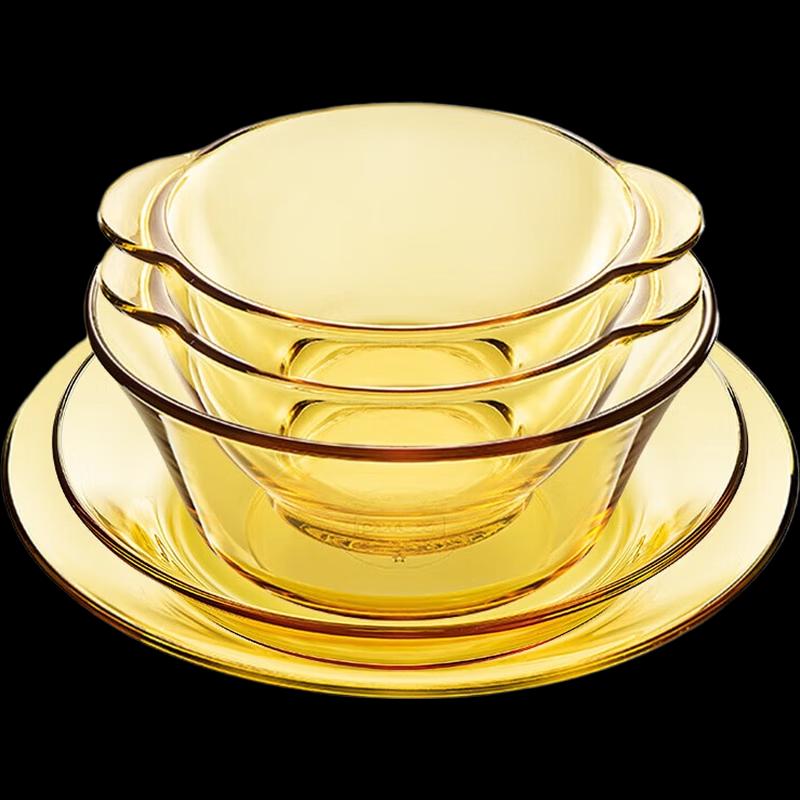 Corning Heat-Resistant Glass Bowl and Plate 5-Piece Set
