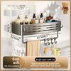 Aluminum Bathroom Storage Rack With Hooks For Shower And Toilet Organizer