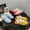 Summer New German Training Shoes Women's Flat-bottomed Lace-up Color Matching Single Shoes Women's Fashion Round Head Sports Flat Baseplate Shoes