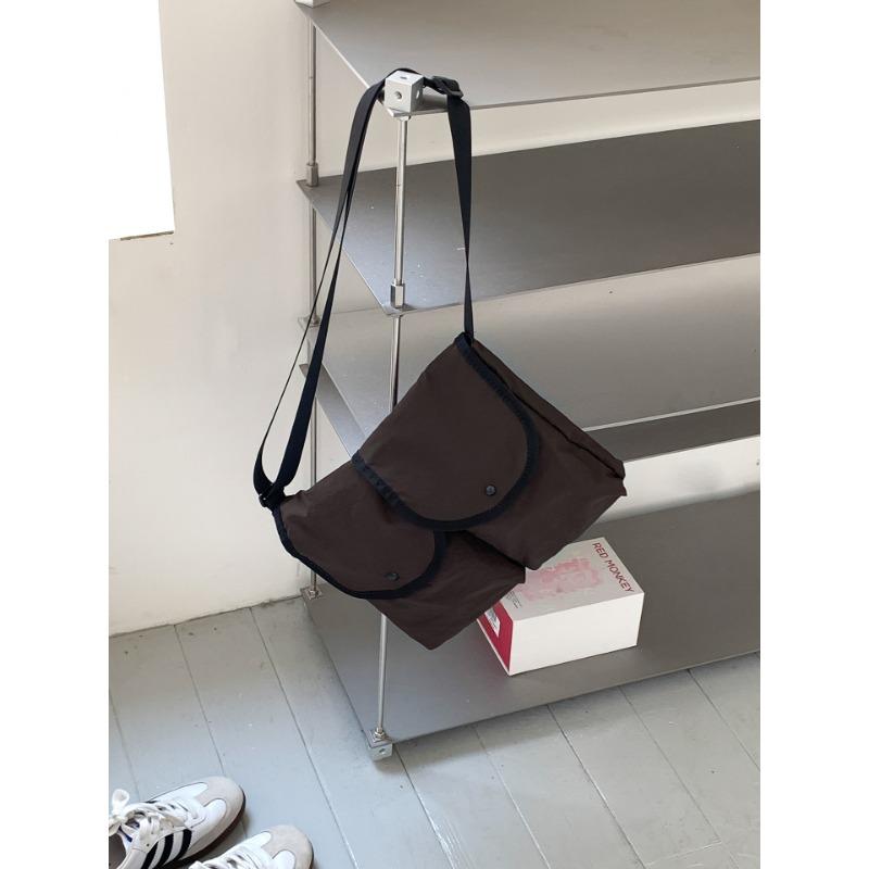 New nylon messenger bag commuter versatile casual shoulder bag large capacity neutral lightweight small square bag