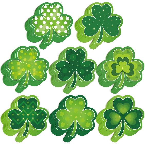 Shamrocks Clover Cutouts for Classroom Bulletin Board Decorations,Large St. Patrick's Day Shamrock Paper Cutouts for School Office Ireland Party