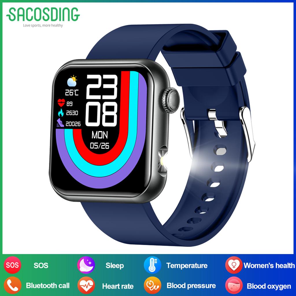 SACOSDING Bluetooth Call Smart Watch 1.72" HD Screen AI Voice Micro Gheck IP68 Waterproof BP Oxygen Heart Rate Smartwatch