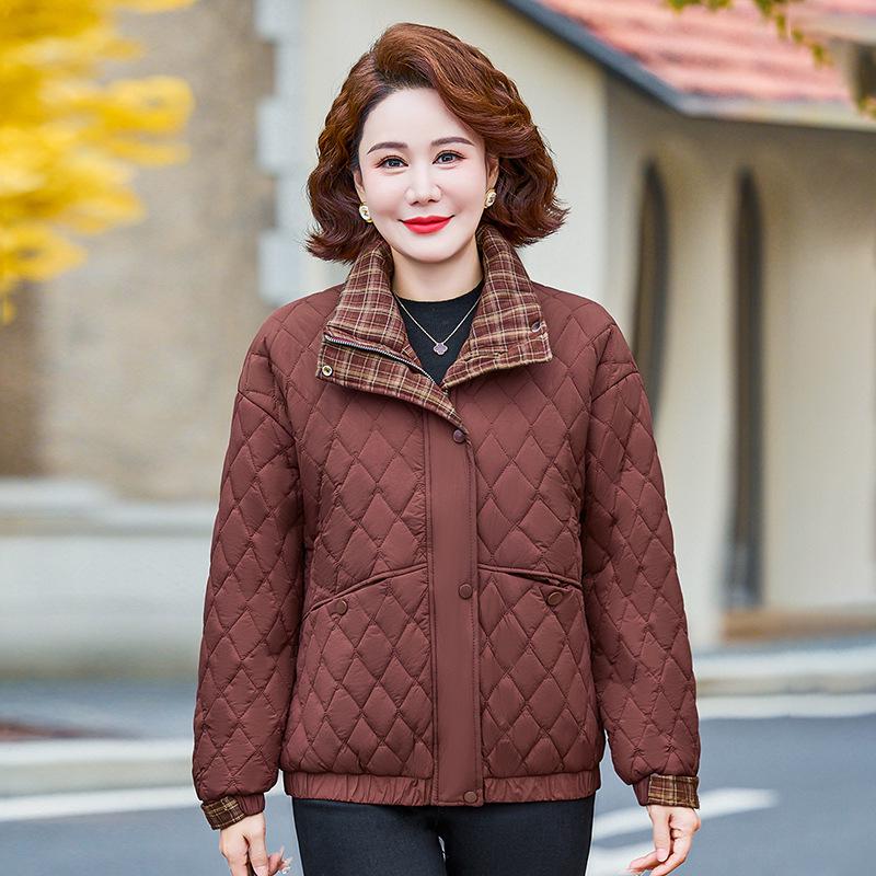 New Winter Lapel Cotton Coat for Middle-Aged Women: Casual Short Jacket for Mothers and the Elderly