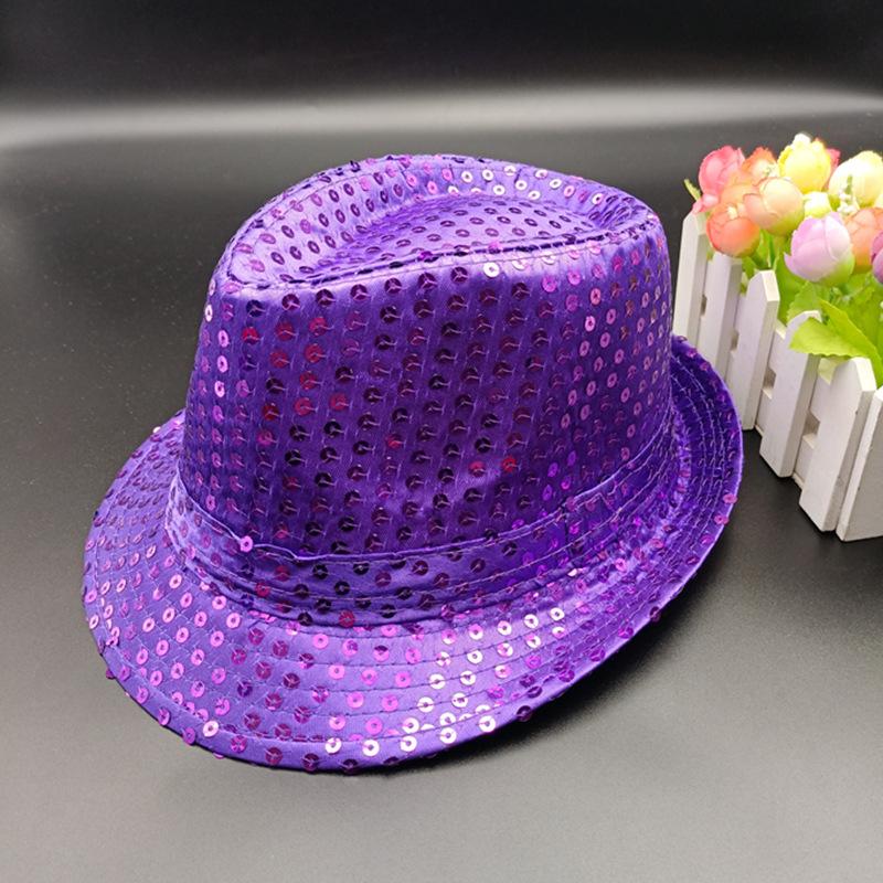 Adult Children's Stage Jazz Hat June Day Festival Performance Dance Sequin Hat KTV Party Black Hat