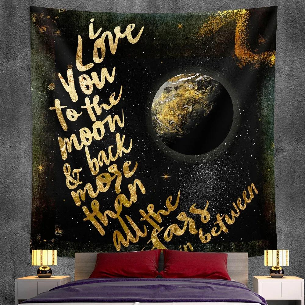 VIKAMA Dark Starry Sky Moon Tapestry Dreamlike Star And Moon Element Tapestry Bedroom Headboard InstagramStyle Decor Tapestry