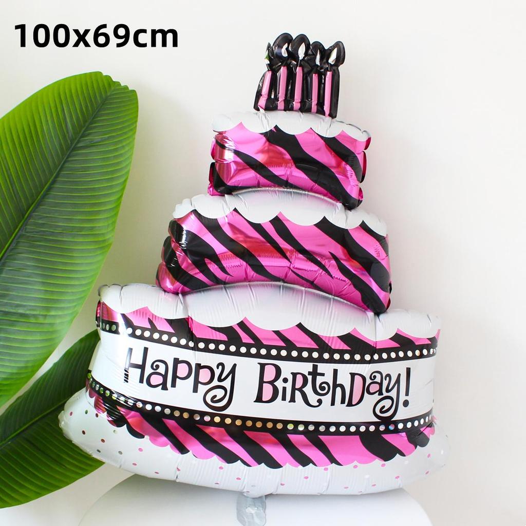 Colorful Large Birthday Cake Foil Balloon for Kids' Party Decoration and Photo Props