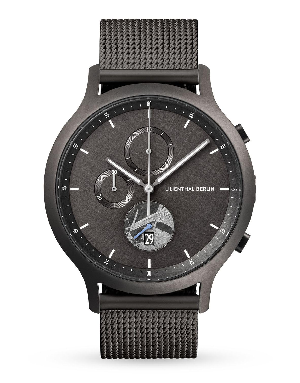 

Lilianthal Berlin Chronograph Made in Black Men s Watch, Date, Meteorite, Germany, C01-026-B023F, сірий колір