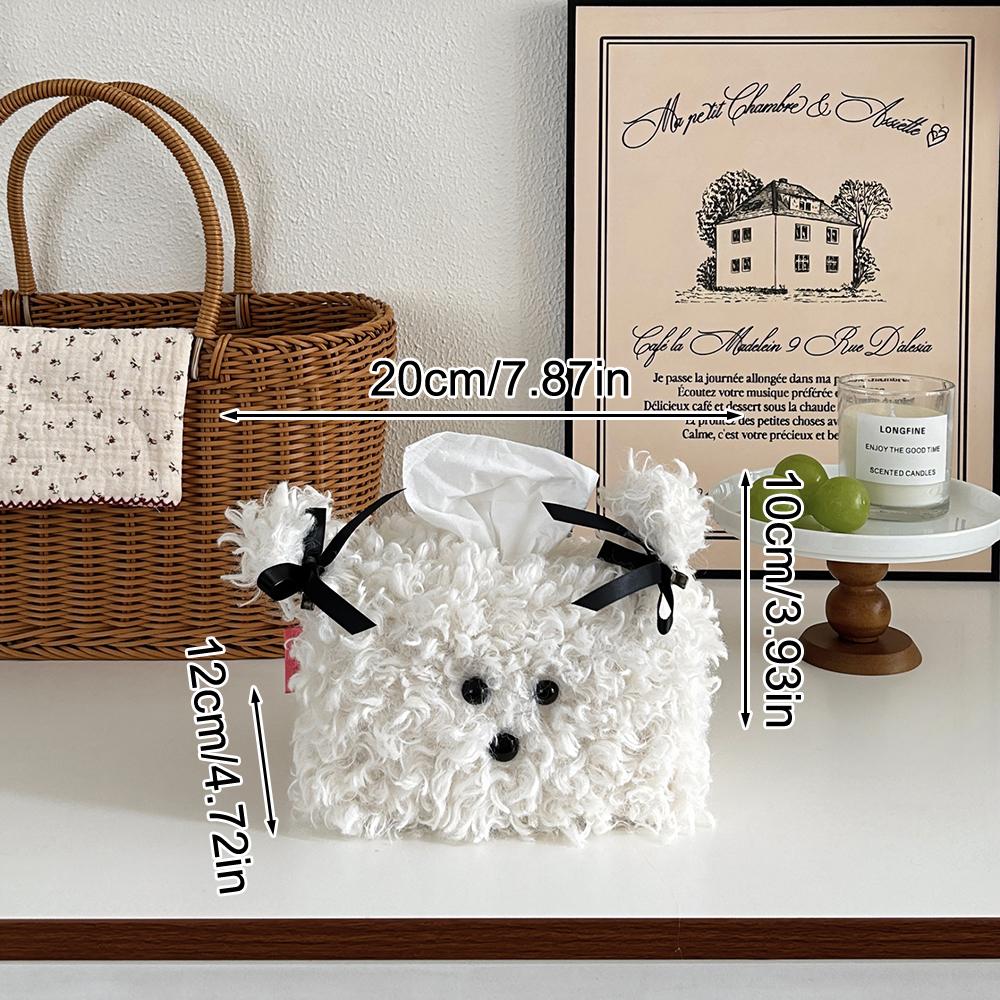 Cute Plush Dog Tissue Box Creative Paper Box Dormitory Home Desktop Paper Drawer Set Living Room Desktop Decoration