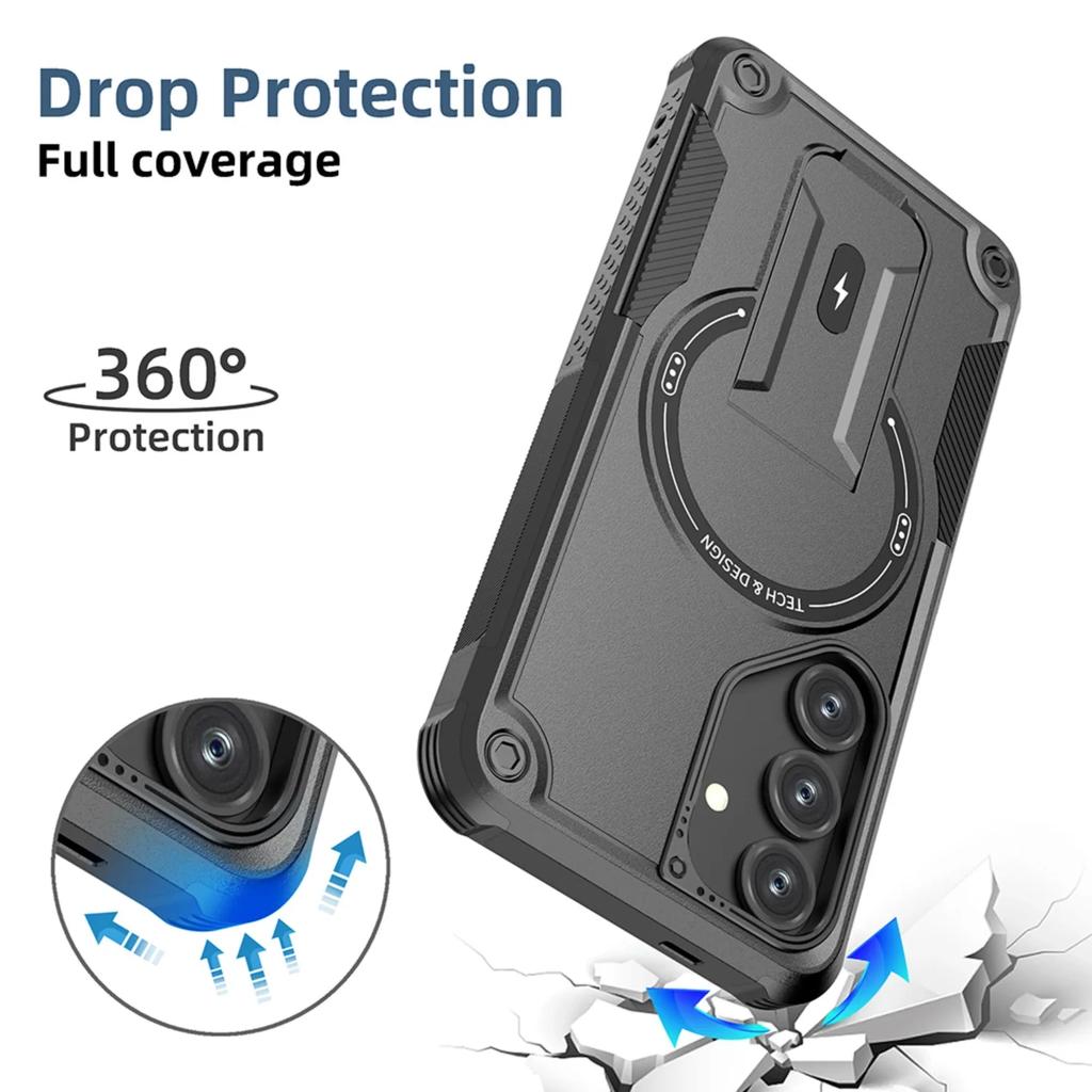 Case for Samsung Galaxy A56 A26 A26 A16 A06 A55 A35 A15 A54 A14 A05 5G 4G Magnetic Wireless Charge With Holder Anti-fall Cover