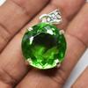 Naturalny wisiorek Zielony topaz Okrągły 60,70 Ct Srebro próby 925 Kamienie CERTYFIKOWANE my-387-k