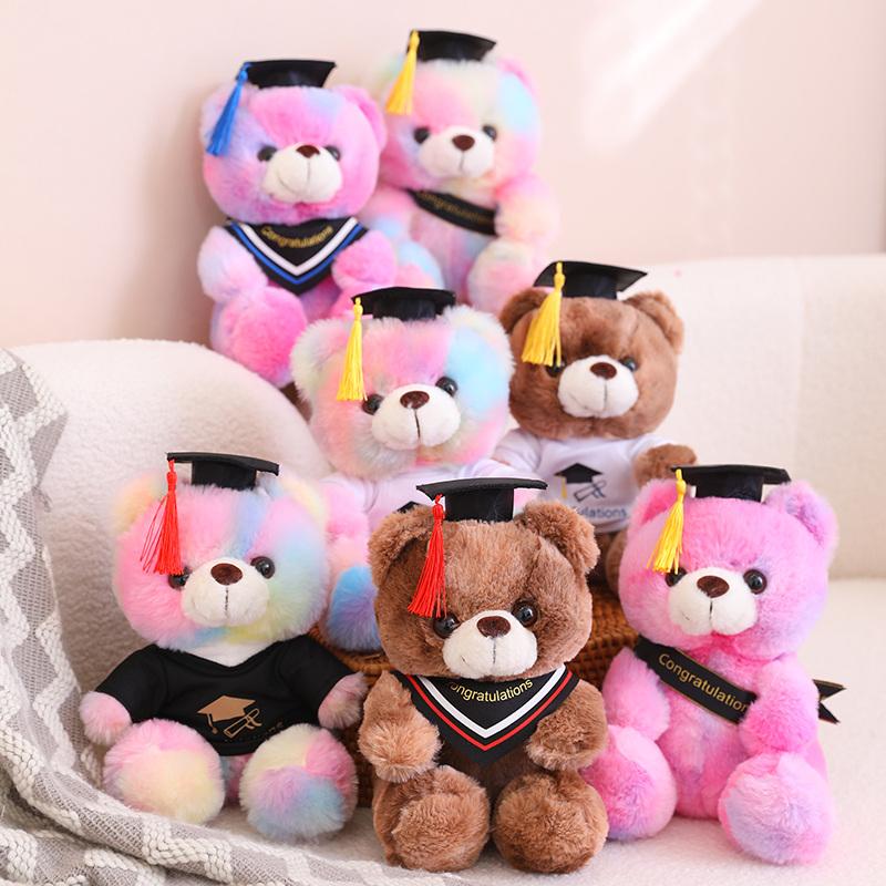 Nice 16 Styles Kawaii Dr. Bear Plush Toys Stuffed Soft Colorful Teddy Animal Dolls Graduation Birthday Gifts For Students Girls