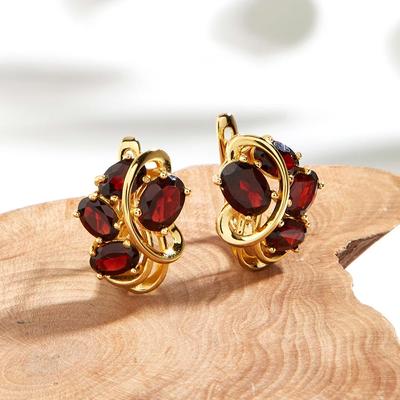 Clip Earrings 925 Sterling Silver Natural Red Garnet Gemstone Fine Jewelry for Women Girls Daily Wear Birthday Gift