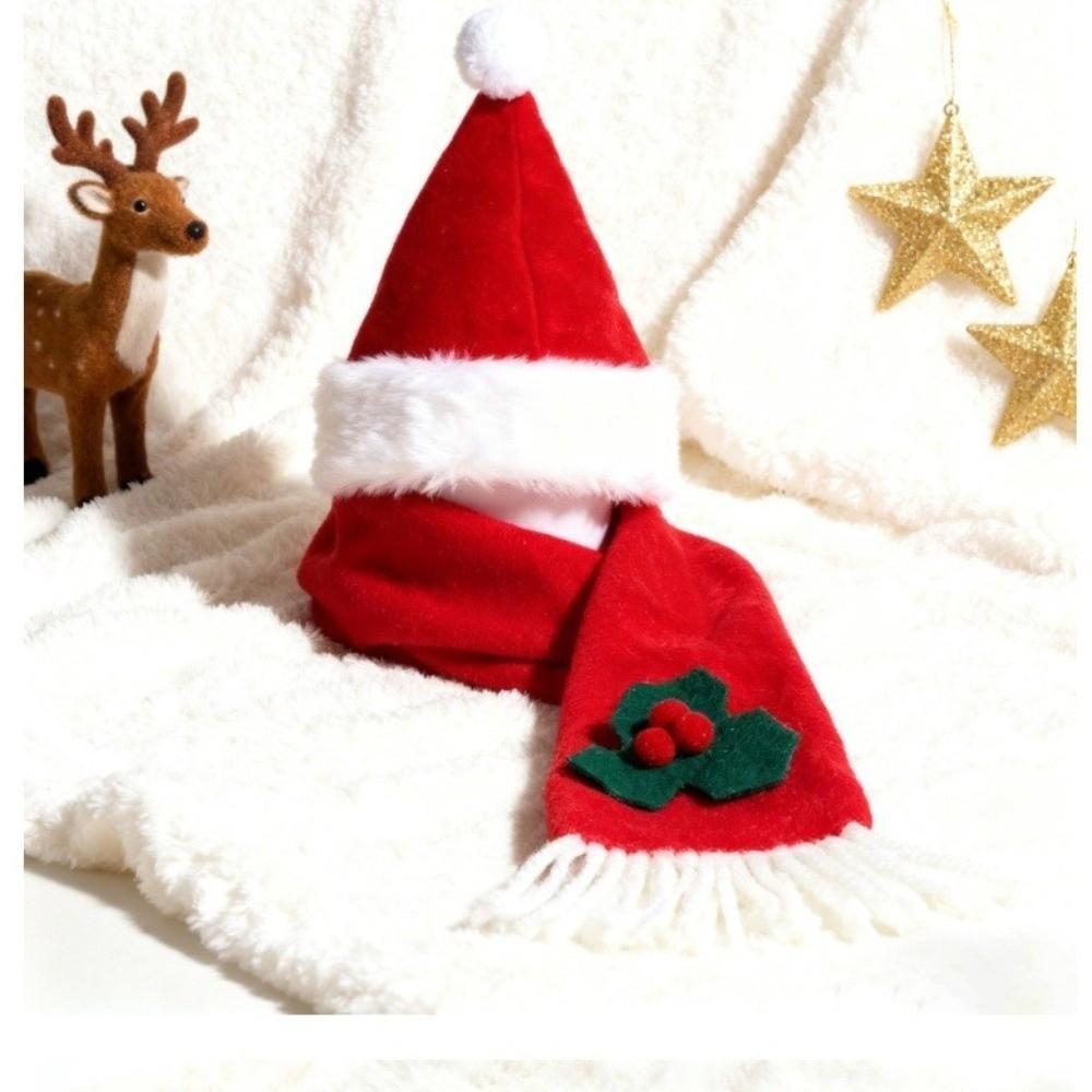2Pcs/Set Winter Dog Scarf Collar Christmas Cat Scarf Hat Small Dog Accessories for Puppy Kitten