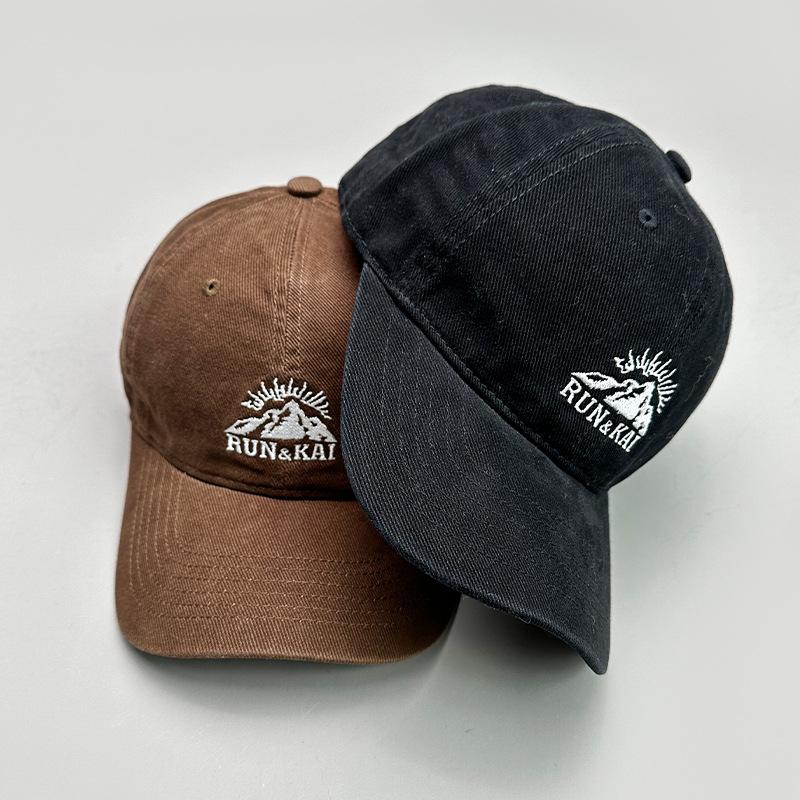 High Quality Mountain Embroidered Baseball Cap Men'S And Women'S Sunshade Retro Washed Casual Versatile American