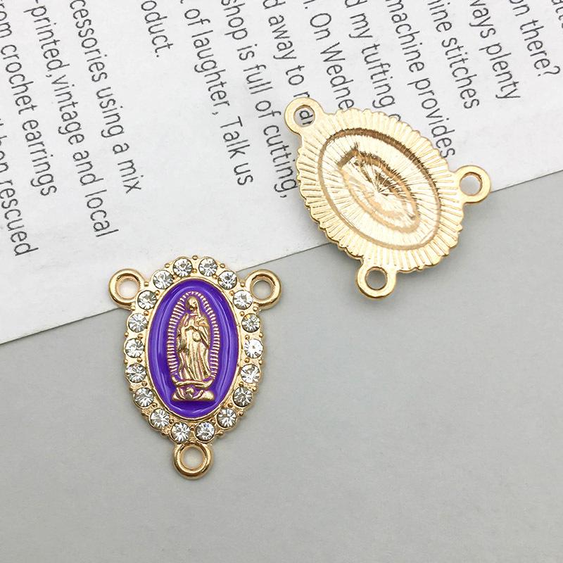 Gold Alloy Three-Hole White Rhinestone Pendant Charm for DIY Jewelry Accessories