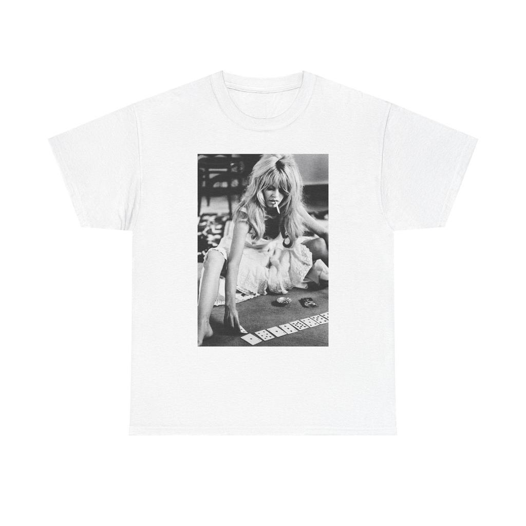 Vintage Rage Brigitte Bardot Spielkarte1 T-Shirt für Männer Frauen Freizeit Sportbekleidung Hochwertige T-Shirts Übergroße Unisex Oberteile