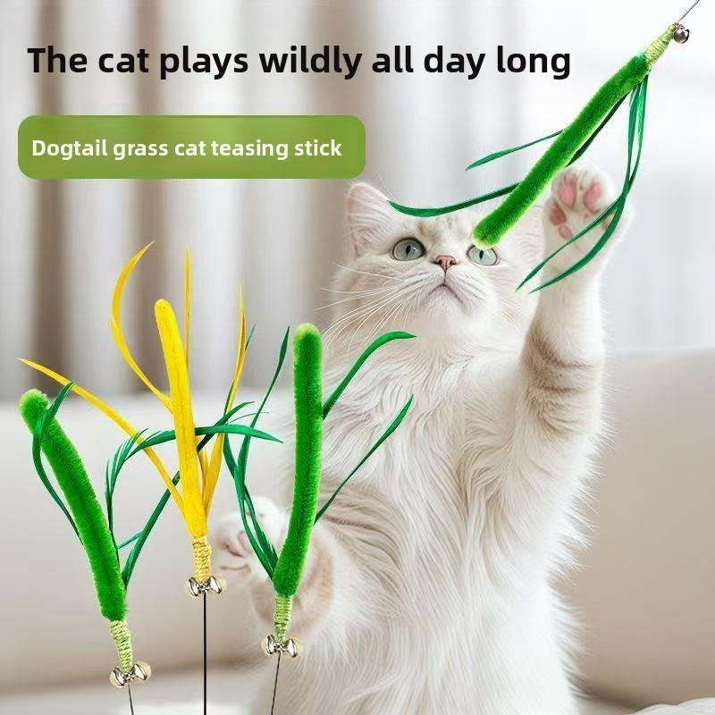 Yeni Yapay Köpek Kuyruğu Otu Kedi Oyalayıcı, Uzun ve Çiğnenebilir, Sıkıntıyı Gidermek İçin Eğlenceli Bir Kedi Oyuncağı, Yapay Bitki Çelik Telden Yapılmış El Tipi Bir Kedi Oyalayıcı
