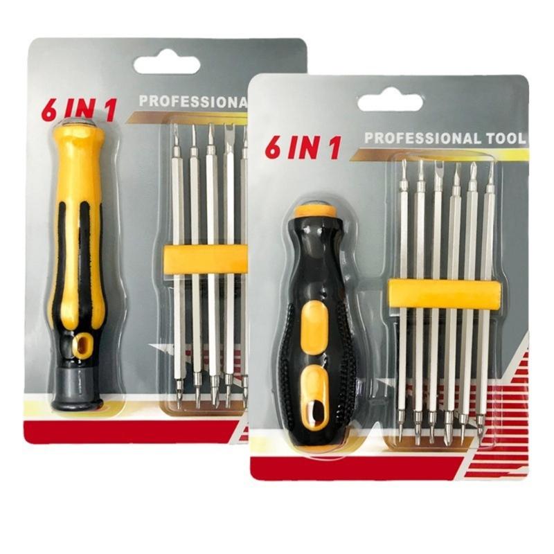 6 In 1 Double Head Magnetic Multifunctional Household Screwdriver Set for Home Electronics Repair and DIY Craft Projects