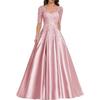New evening dress lace V-neck short-sleeved long dress temperament party host new dress