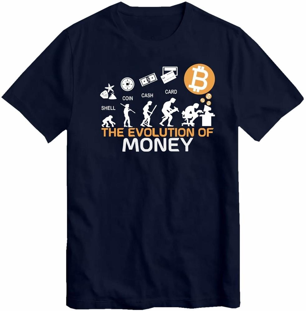 Эволюция денег Забавные футболки с Биткоином Криптовалютные монеты Криптовалюта Футболки M