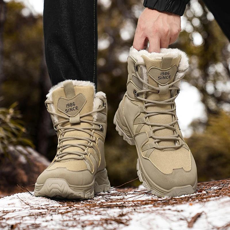 2024New Men's Shoes High Quality Winter New High Top Cotton Boots with Warm Thick Sole and Fleece for Men's High Top Snow Boots