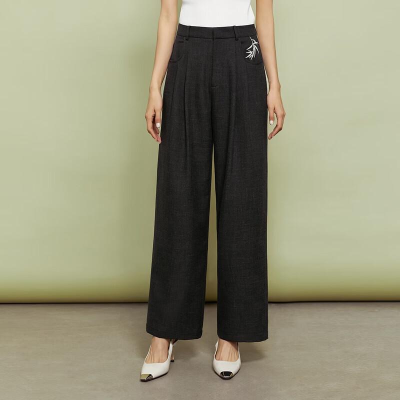

Women s Loose Embroidered Wide-Leg Trousers M