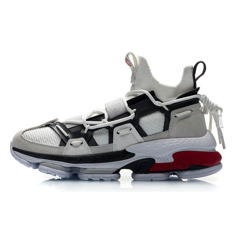 Li Ning CF Comfortable Non Slip Lightweight Mid Top Casual Shoes Unisex Gray White AGCP339-4