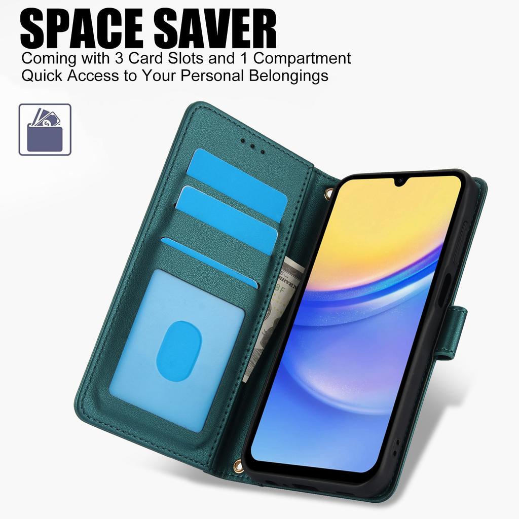 SY-003 For Samsung Galaxy A16 5G/A16 4G Case PU Leather Stand View Phone Wallet Cover with Hand Strap