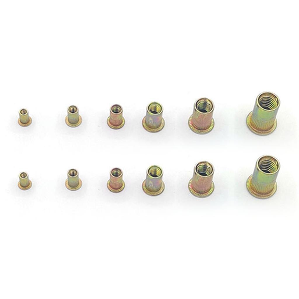 300Pcs Rivet Nut Metric Imperial Combination Set Color Plated Zinc Carbon Steel M3‑M8