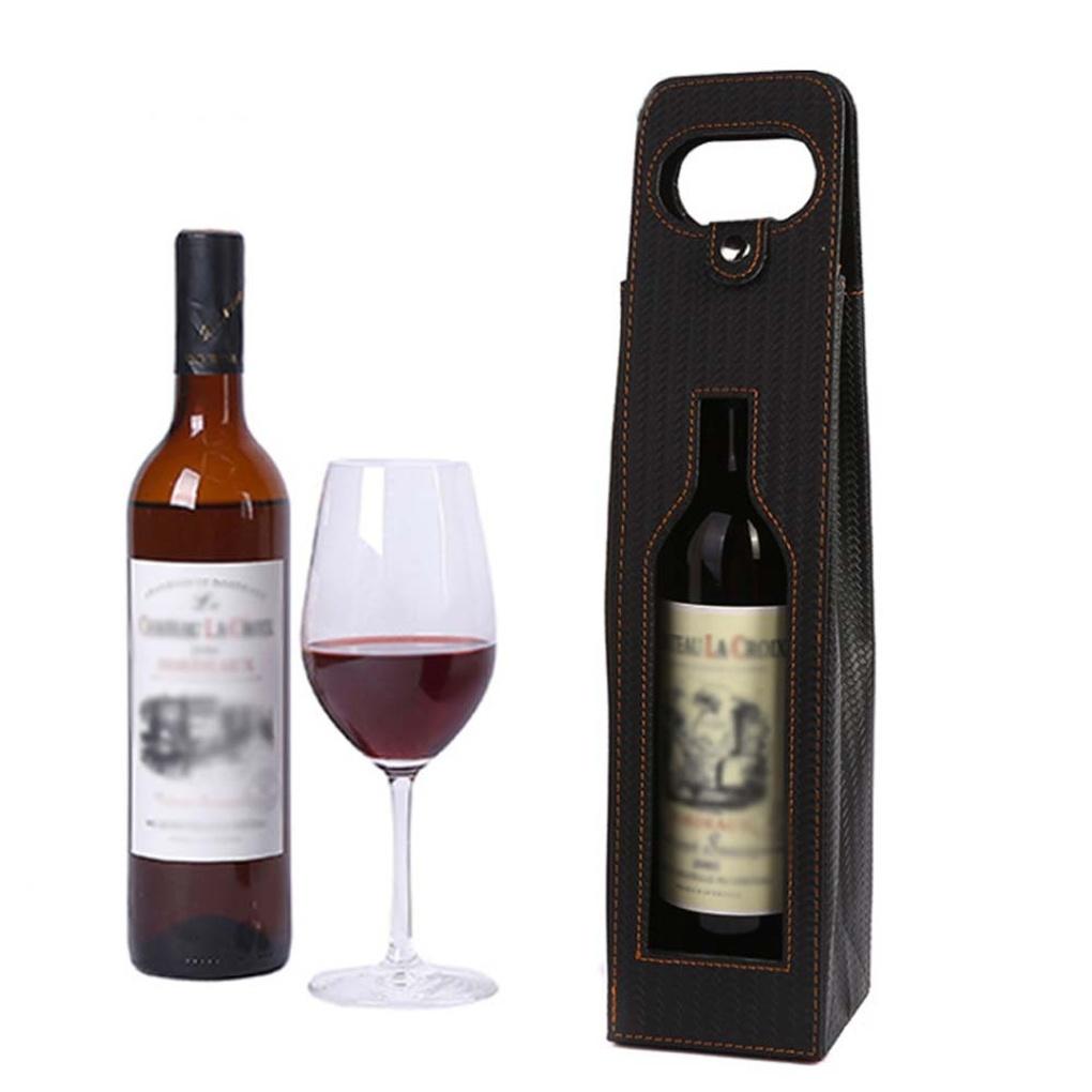 Open Leather Wine Carrier Liquor Packaging Wine Bag