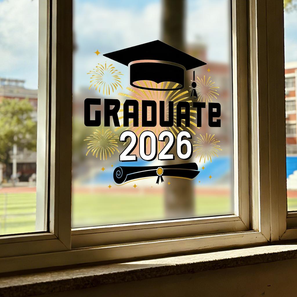 Graduation Season Glass Sticker Films for Living Room, Bedroom, Windows, Classroom and Display Windows Decoration