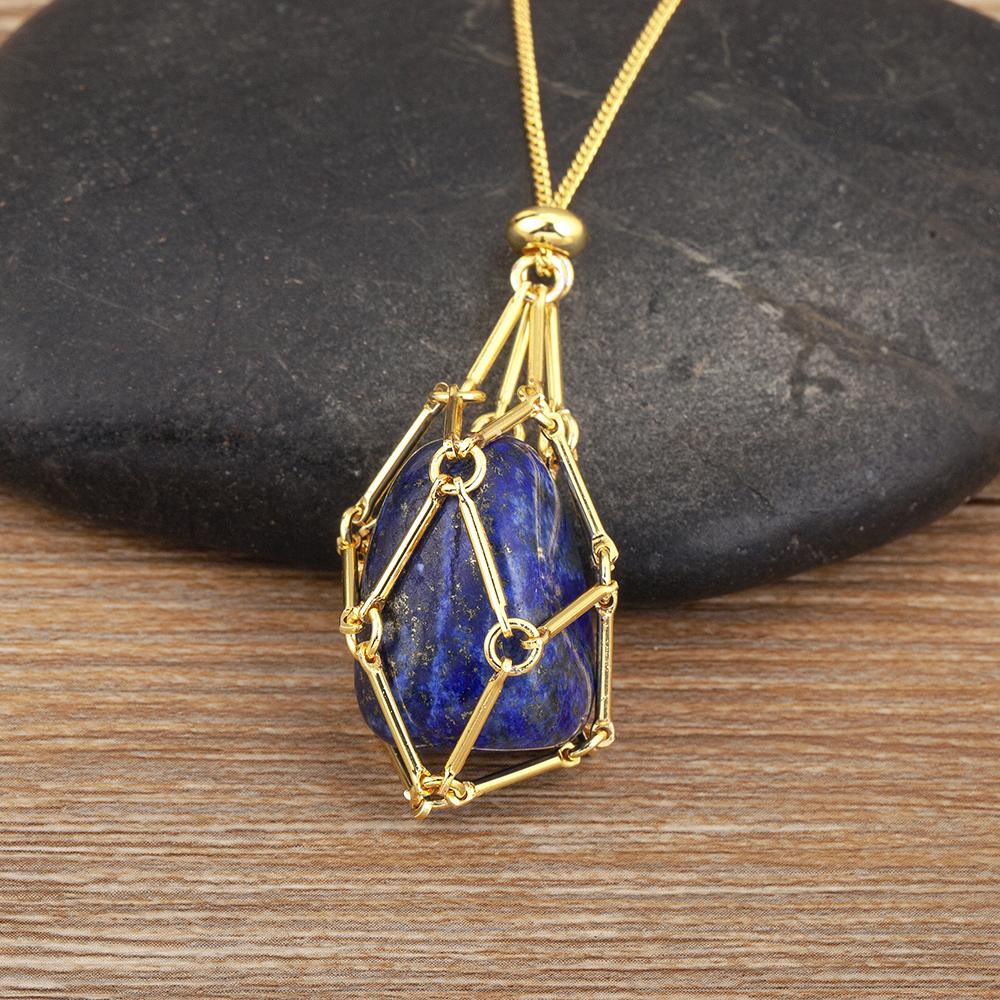 

Nidin New Trendy Irregular Geometric Natural Stone Charm Pendant Necklace 7 Colors For Women Girls Boys Jewelry Birthday Gift темно-синий